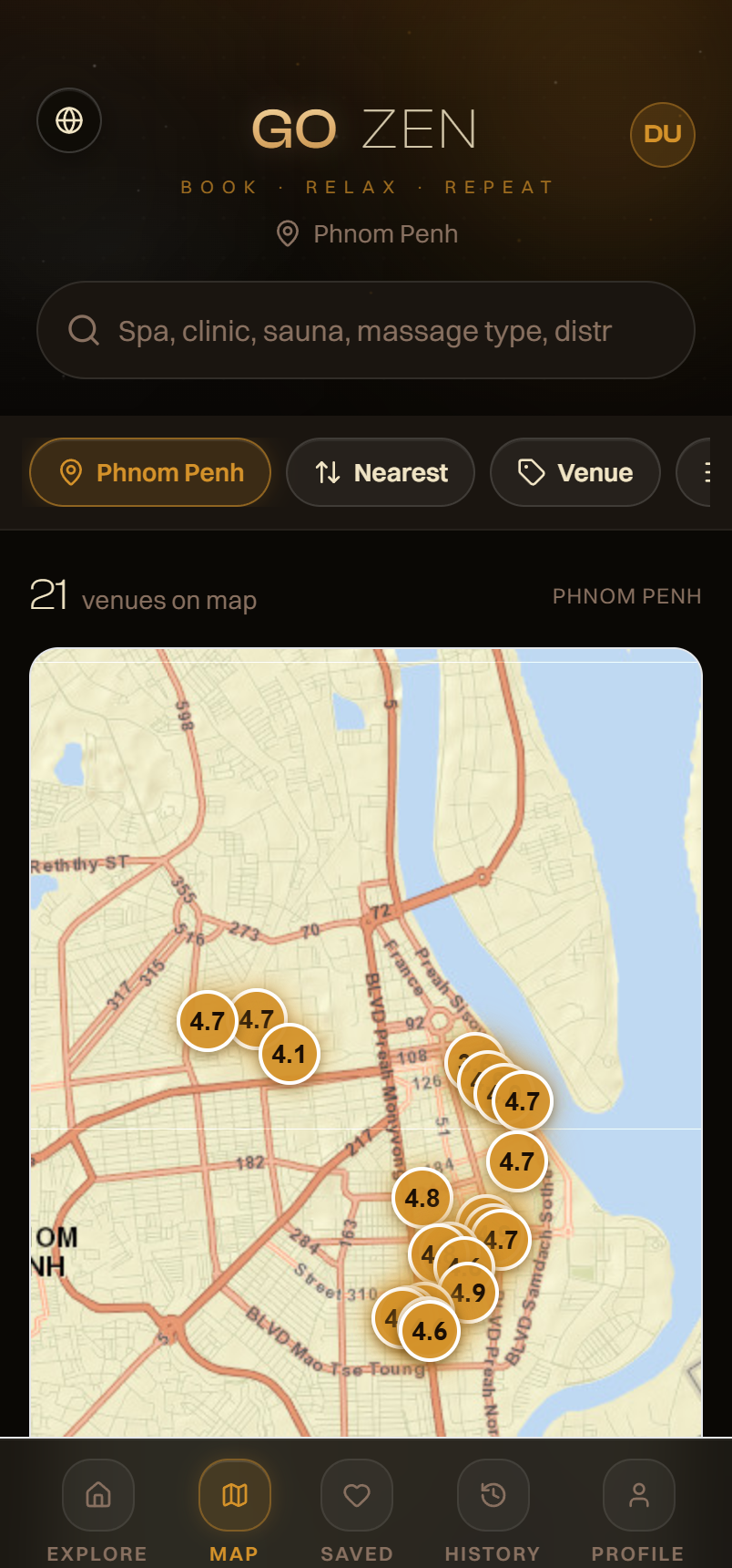 GOZEN app — live venue map