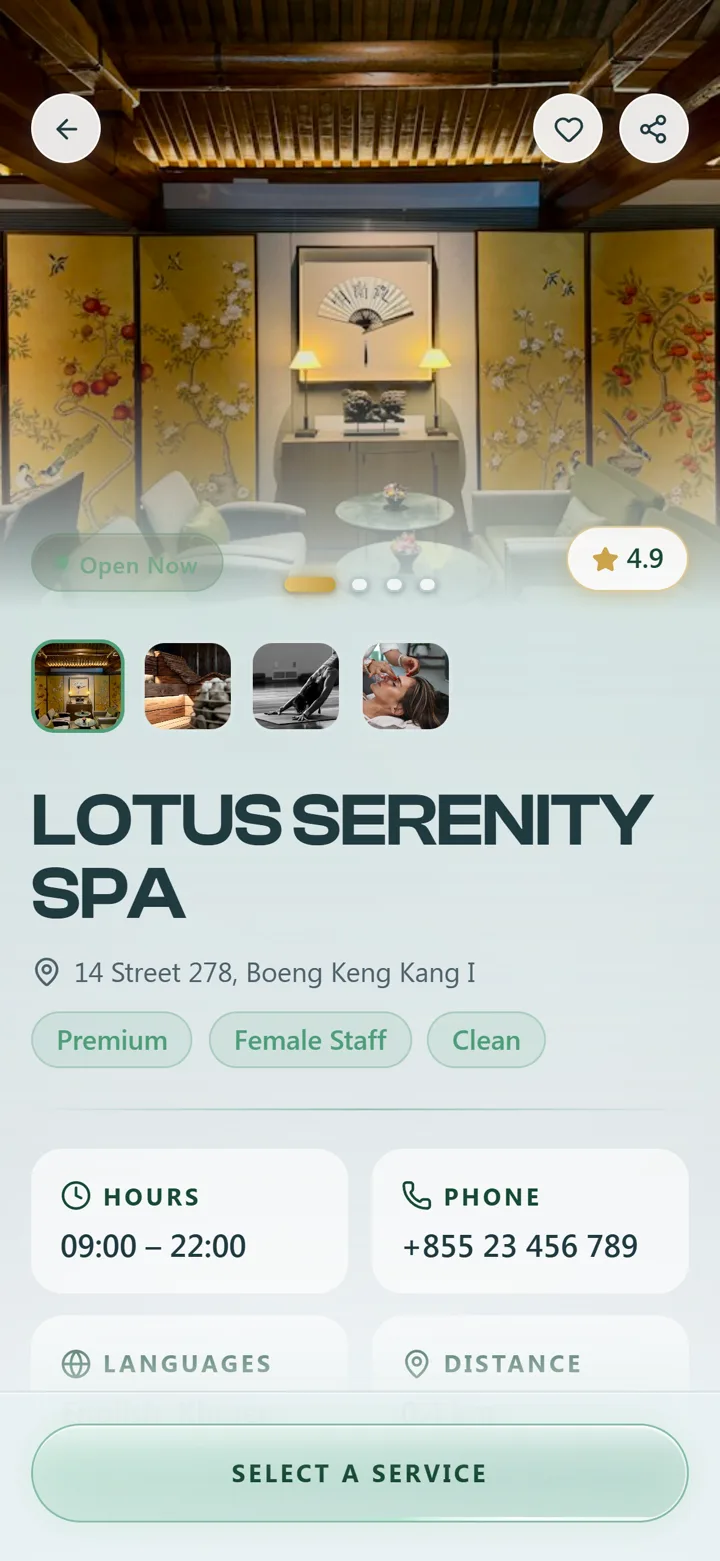GOZEN app — venue detail