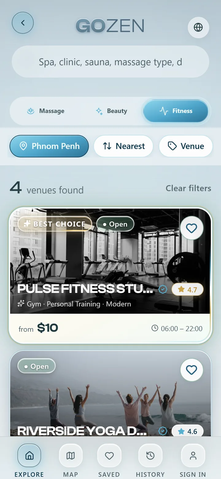 GOZEN home — Fitness venues, blue